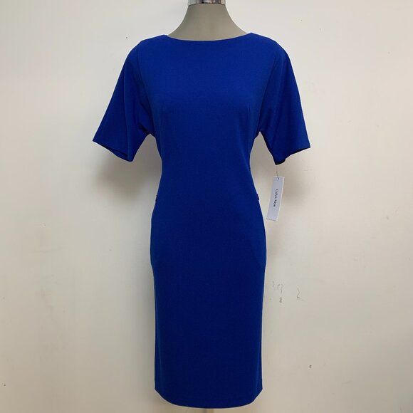 Calvin Klein Dresses & Skirts - New Calvin Klein Regatta Blue Sheath Dress Short Sleeve